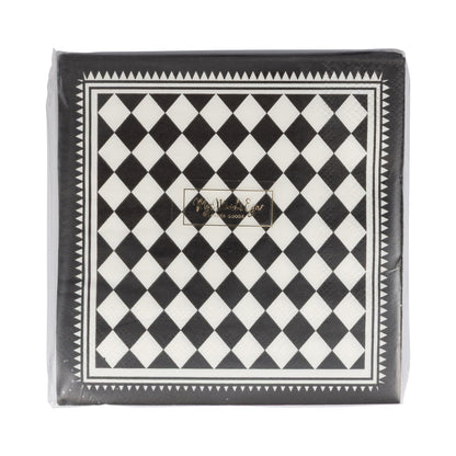 Black Checkers Cocktail Napkin