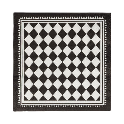 Black Checkers Cocktail Napkin