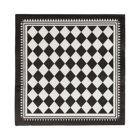 Black Checkers Cocktail Napkin