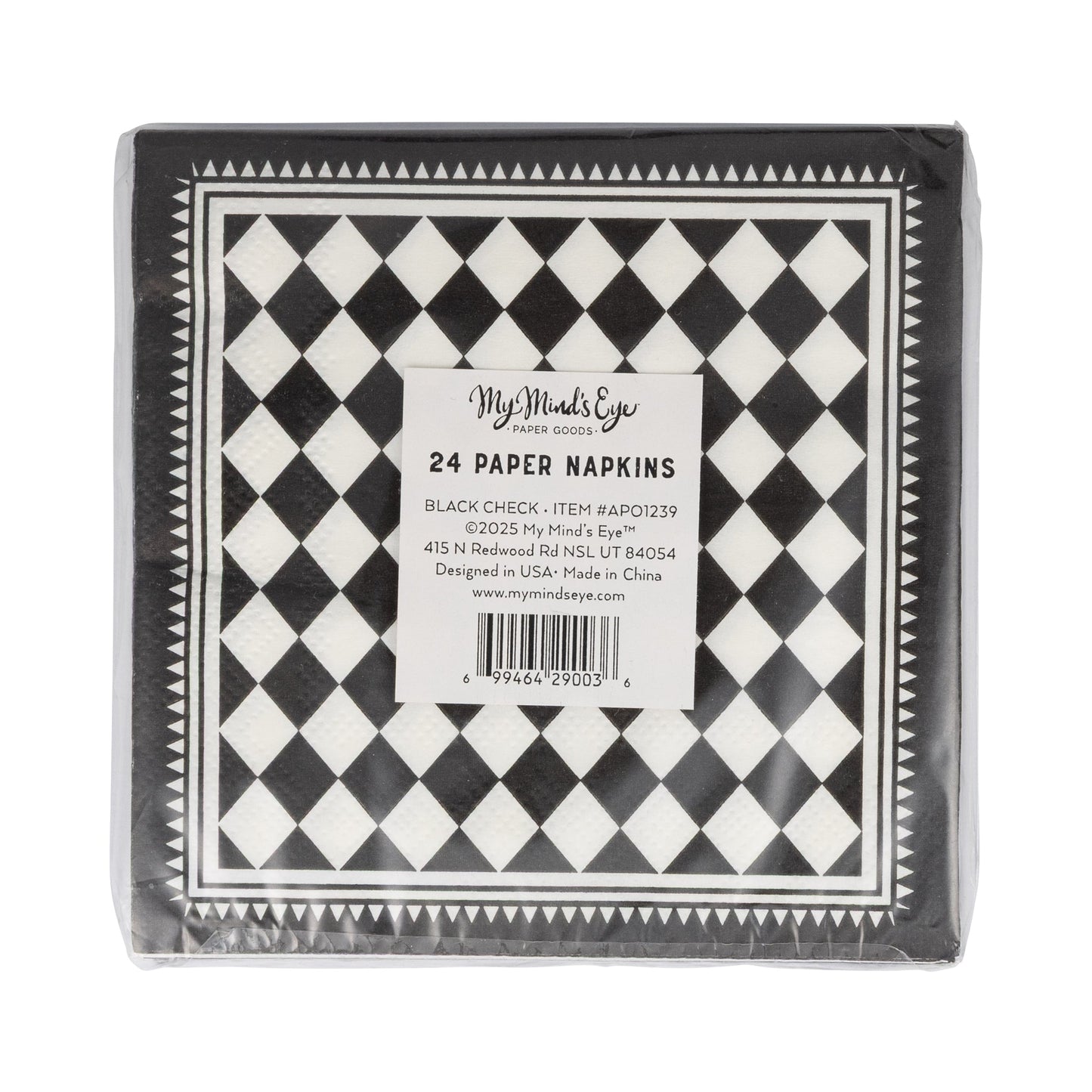 Black Checkers Cocktail Napkin