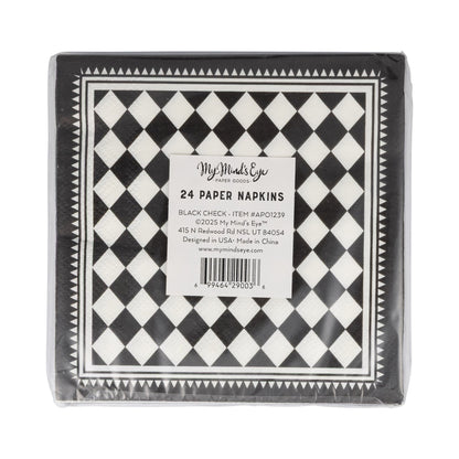 Black Checkers Cocktail Napkin