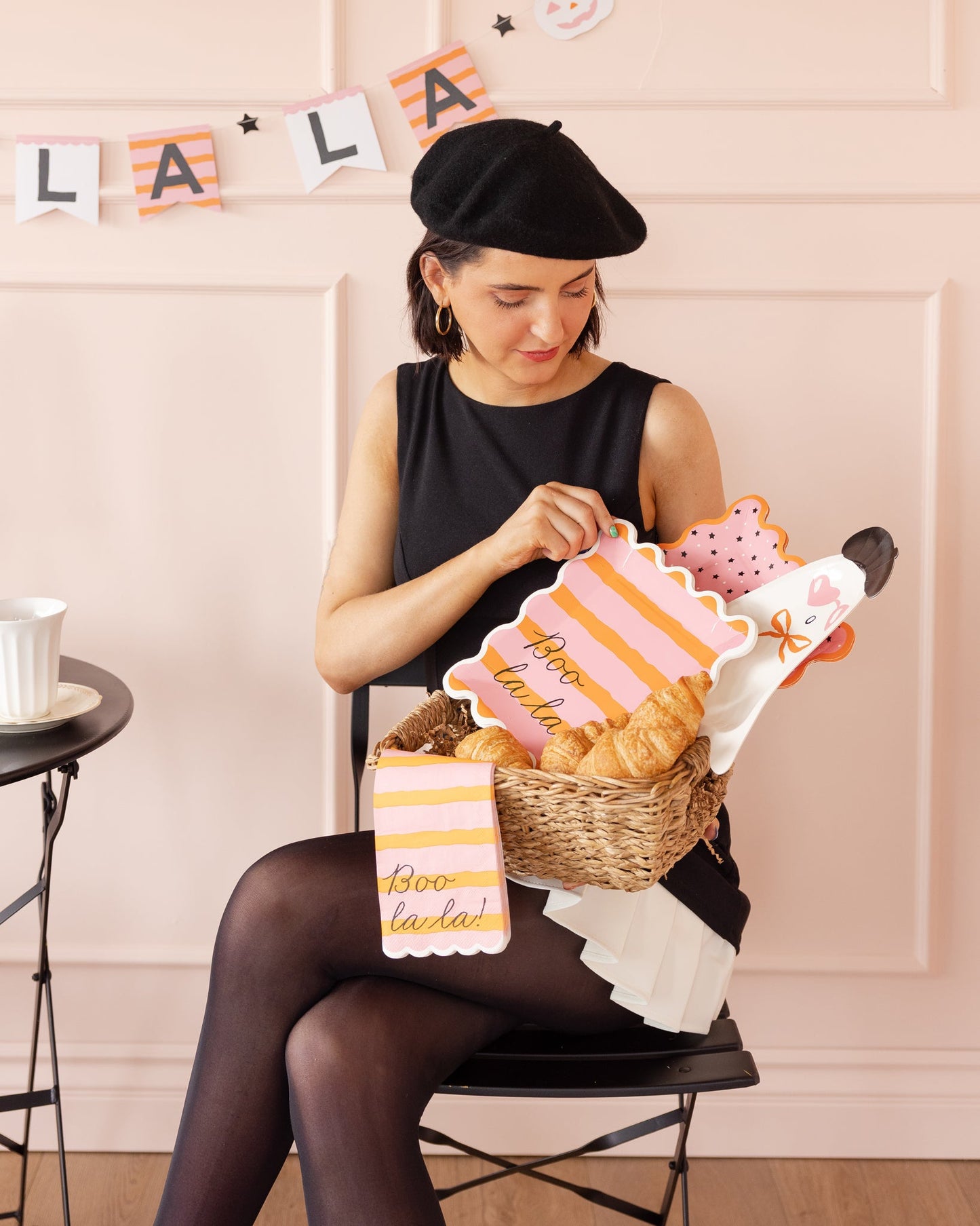 Pink & Orange Boo La La Paper Plate
