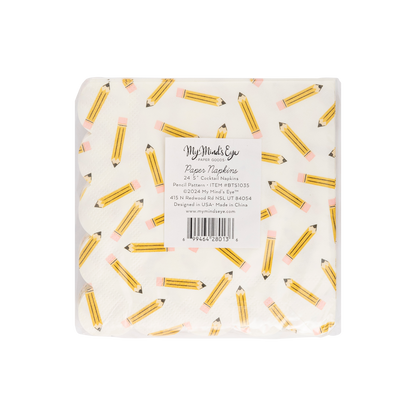 Pencil Pattern Scallop Cocktail Napkin